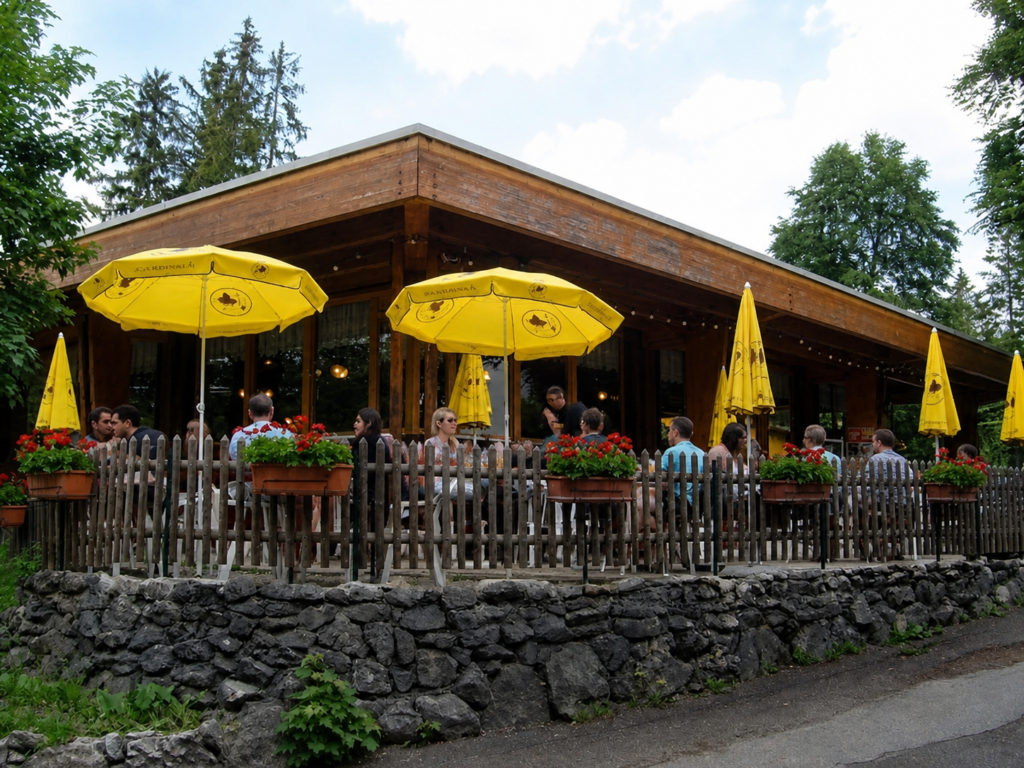L'Écureuil Steakhouse restaurant. Probablement La terrasse la plus connue de La Chaux-de-Fonds et des environs