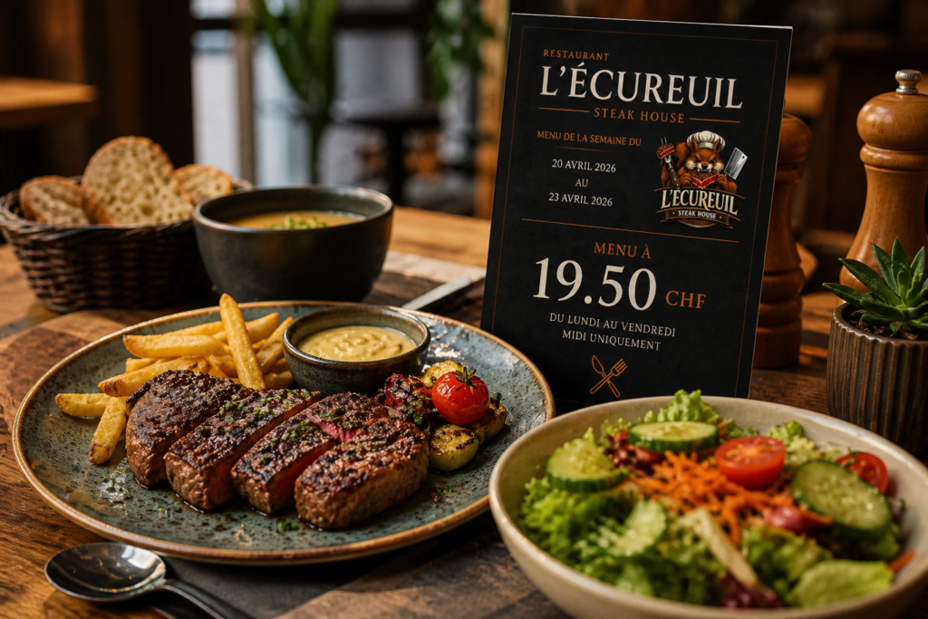 Menu du jour La Chaux-de-Fonds-Neuchâtel Arc Jurassien en Suisse.